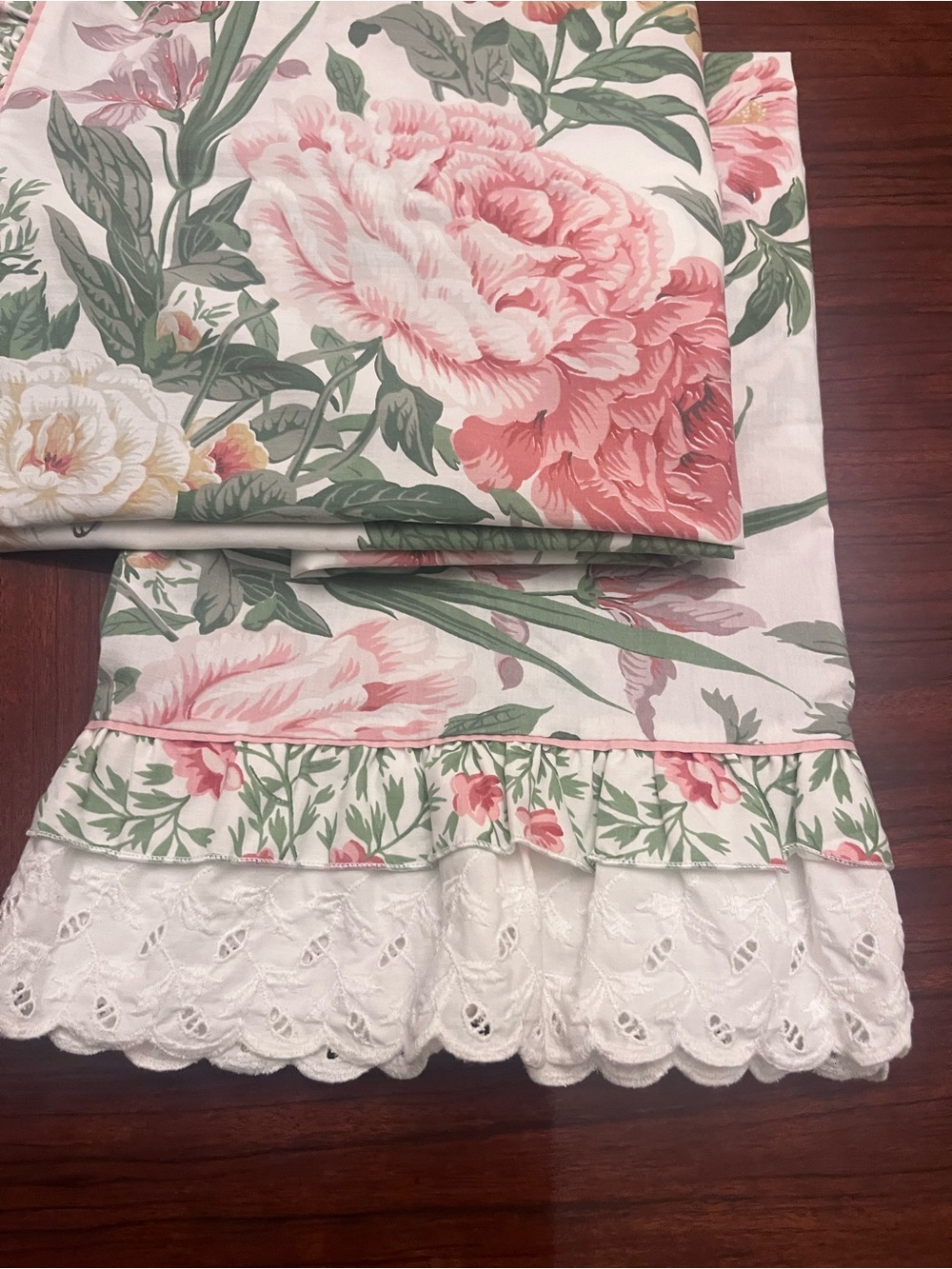 Liberty of London King size Pillow  Case Set with Pink & Green Floral